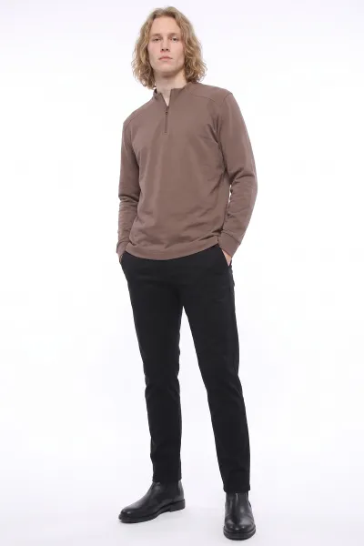 Vizon Yarım Fermuarlı Erkek Sweatshirt 492049