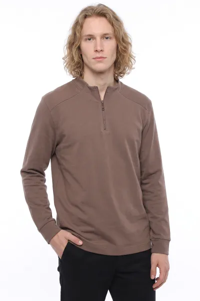 Vizon Yarım Fermuarlı Erkek Sweatshirt 492049