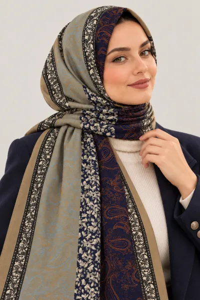 Vizon  İthal Çift Taraflı Baskılı Yumuşak Dokulu Şal Desenli Kadın Yumuşak Dokulu Şal 494038