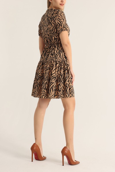 Vizon Zebra Desen Krinkıl Elbise 173295