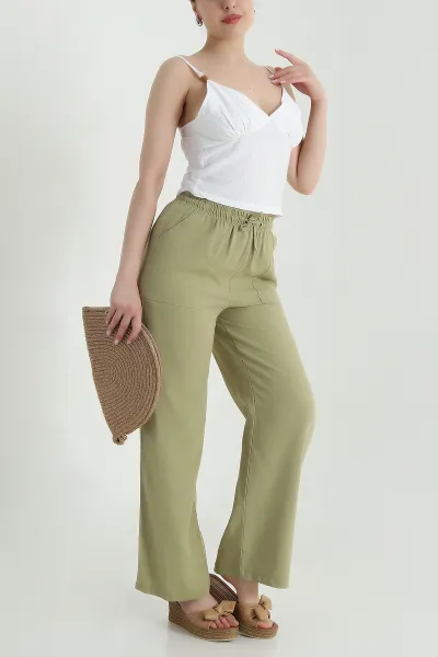 yag-yesili-dimi-kumas-beli-lastikli-kadin-pantolon-470563