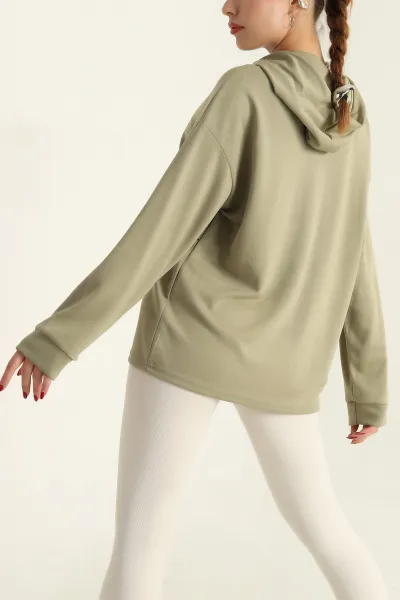 Yağ Yeşili Modal Kumaş Bayan Sweat 304502