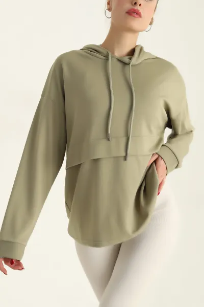 Yağ Yeşili Modal Kumaş Bayan Sweat 304502