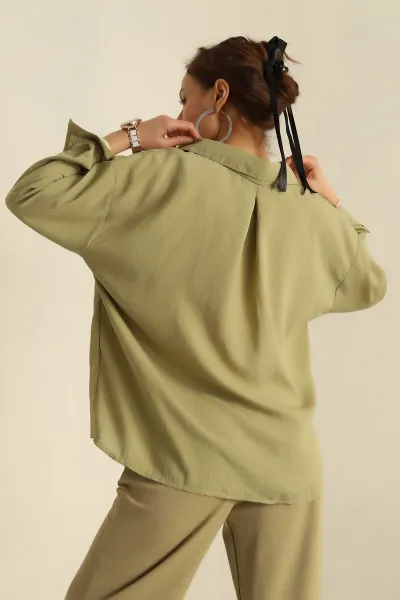 yag-yesili-tek-cep-keten-oversize-bayan-gomlek-272358