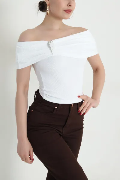 Yaka Detay Ottoman Kadın Bluz 468514