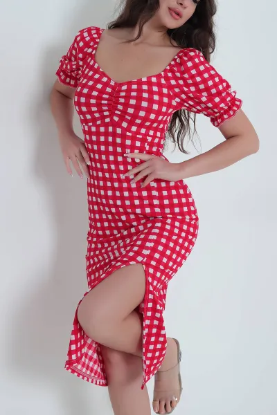 Yaka ve Kol Lastikli Helen Kadın Elbise 463074