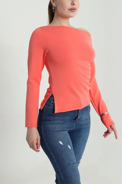 Yanı Büzgülü Modal Likralı Kadın Bluz 484449