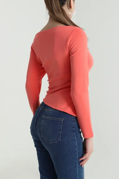 Yanı Büzgülü Modal Likralı Kadın Bluz 484449