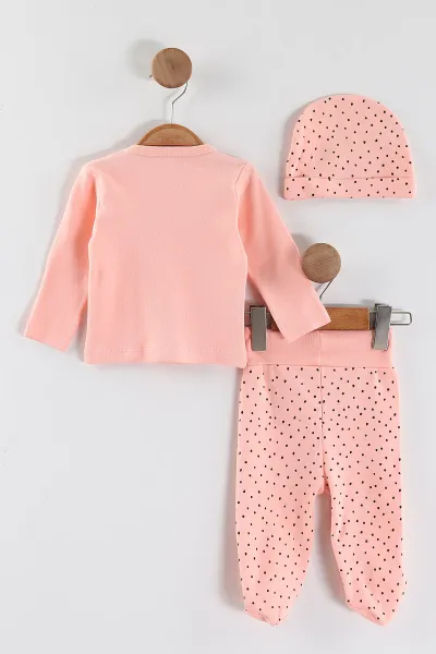 Yavruağzı (0-3 Ay) Koala  Baskılı   Patikli Unisex Bebek 3'lü Zıbın Takım 453779