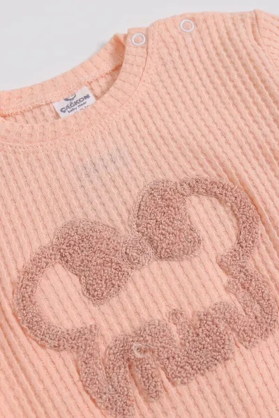 Yavruağzı (1-2 Yaş) Süzeneli Waffle Paça Lastikli 2'li Kız Bebek Takım 480056