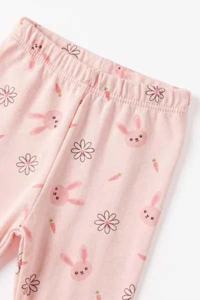 Yavruağzı (3-12 Ay) Little Rabbit Baskılı Penye Kız Bebek Pijama Takım 500322
