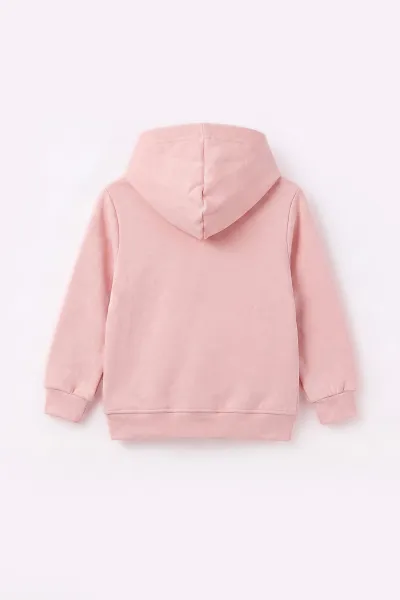 Yavruağzı (3-12 Yaş) Noktalı Baskılı Kapüşonlu 3 İp Şardonlu Kız Çocuk Sweatshirt 483898