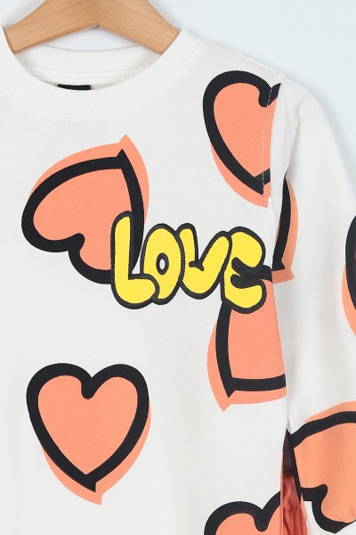 Yavruağzı (3-6 Yaş) Kalp Love Baskılı iki İp Kız çocuk Takım 216571