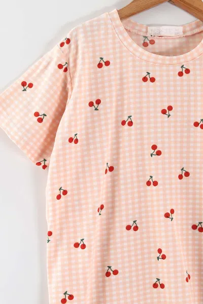 Yavruağzı (4-16 Yaş)Kiraz Desenli Kız Çocuk Pijama Takım 466320
