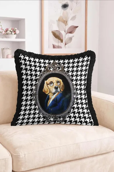 43x43 Cm Dijital Baskılı Fermuarlı Çift Taraflı Saçaklı Kırlent Kılıfı 483412