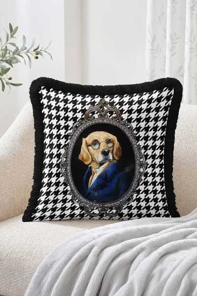 43x43 Cm Dijital Baskılı Fermuarlı Çift Taraflı Saçaklı Kırlent Kılıfı 483412