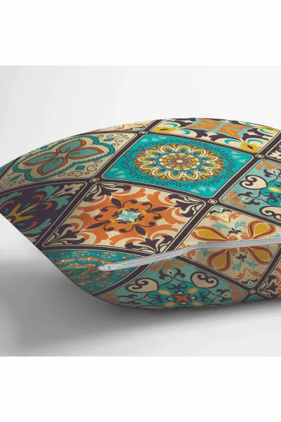 Yeşil 43x43 Dijital Baskılı Fermuarlı Modern Kırlent Kılıfı 252216
