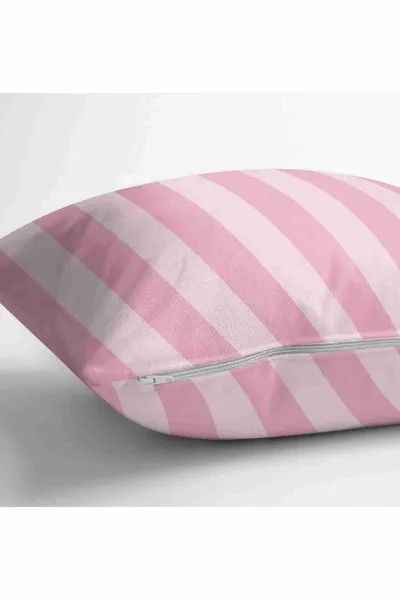Pembe 43x43 Dijital Baskılı Fermuarlı Modern Kırlent Kılıfı 252226