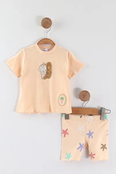 Yavruağzı (6-24 Ay) Aloha Baskılı   Tişörtlü  Kız Bebek 2'li Takım 462209
