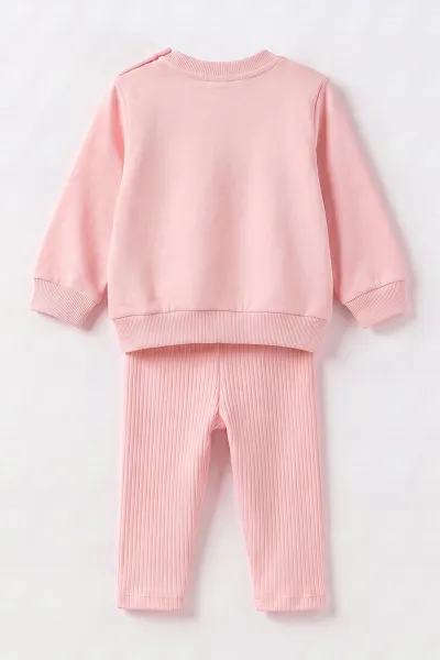 Yavruağzı (6-24 Ay) Karakter Baskılı Taytlı Kız Bebek Takım 472644