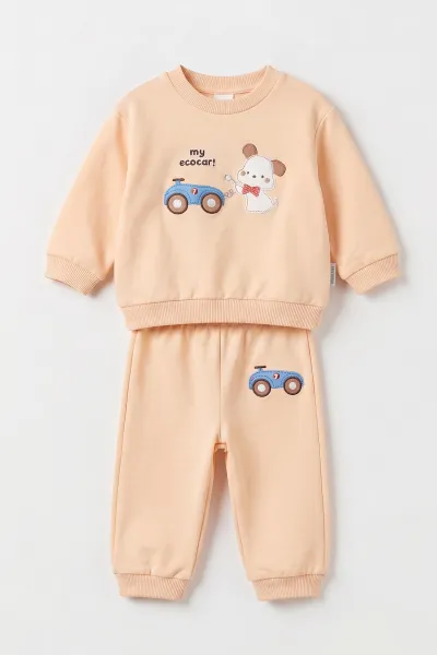Yavruağzı (9-18 Ay) My Eco Car Baskılı İki İp Kız Bebek Takım 495727