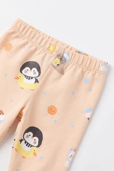 Yavruağzı (9-18 Ay) Penguen Baskılı İki İp Kız Bebek İkili Takım 495730