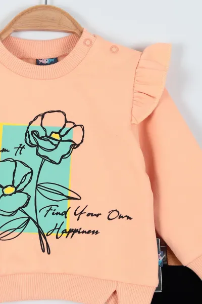 Yavruağzı (9-24 Ay) Baskılı Kız Bebe Takım 226255