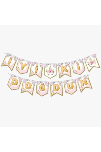 Zikzak Banner Çiçekli Unicorn 303174
