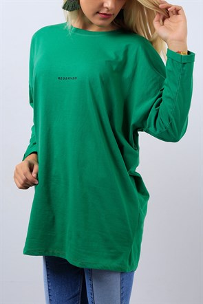 Yazılı Salaş Yeşil Bayan Sweat Modeli 8903B