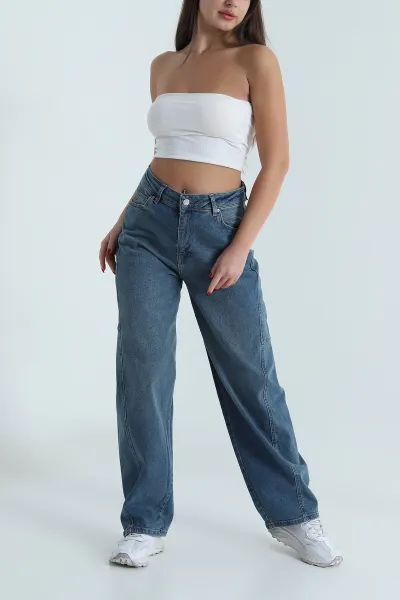 Yeni Sezon Kadın Baggy Kot Pantolon 493408