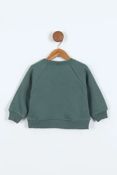 Yeşil (0-4 Yaş)Smile Baskılı Dikiş Detaylı  3  İp Şardonlu Erkek Çocuk Sweatshirt 417561