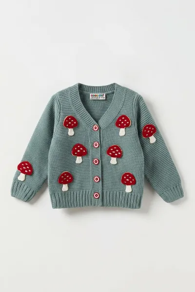 yesil-0-5-yas-mantar-figurlu-dugmeli-kiz-cocuk-hirka-474393