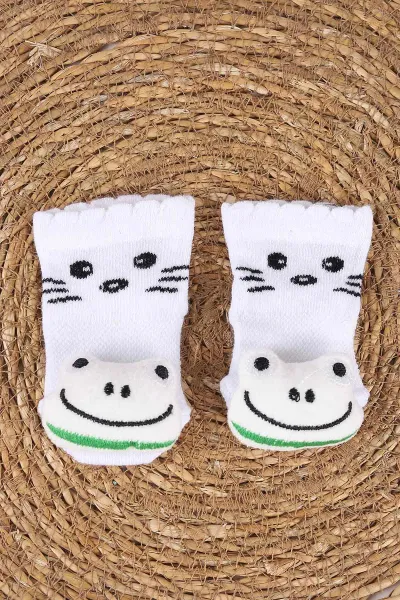 Yeşil (0-6 Ay) Oyuncak Nakışlı Kız Bebek Çorap 467487