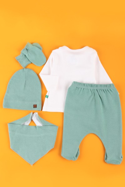 Yeşil (0-6 Ay) Papyonlu Erkek Bebe Takım 223703