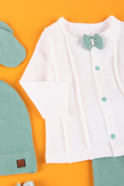 Yeşil (0-6 Ay) Papyonlu Erkek Bebe Takım 223703