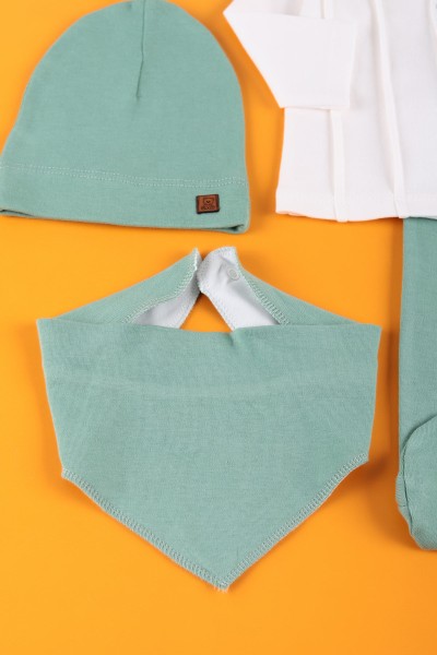 Yeşil (0-6 Ay) Papyonlu Erkek Bebe Takım 223703