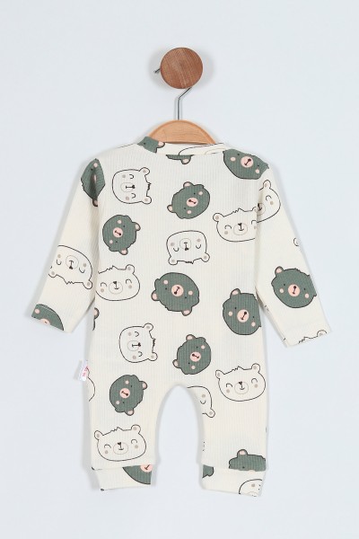 Yeşil (0-6 Ay)Ayıcık Baskılı Erkek Bebe Tulum 209364