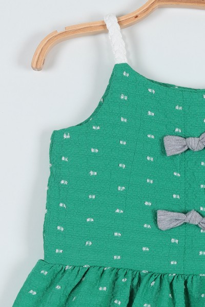 Yeşil (06-24 Ay) Fiyonk Askılı Taytlı Kız Bebe Takım 187429