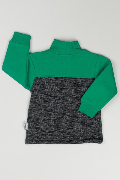 Yeşil (1-3 Yaş) Baskılı Boğaz Fermuarlı Erkek Çocuk Sweatshirt 83811