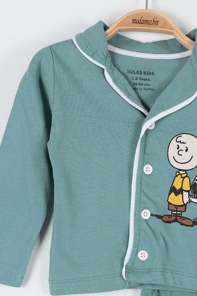 Yeşil (1-3 Yaş) Joe Cool Baskılı Erkek Bebe Pijama Takım 181871