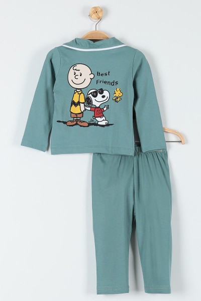 Yeşil (1-3 Yaş) Joe Cool Baskılı Erkek Bebe Pijama Takım 181871