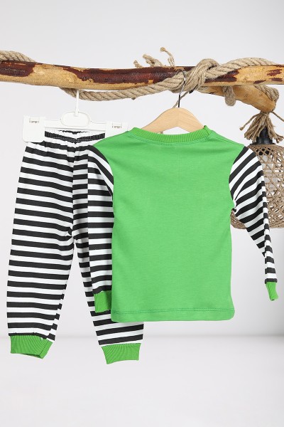 Yeşil (1-3 Yaş) Penguen Baskılı Erkek Çocuk Pijama Takımı 91245