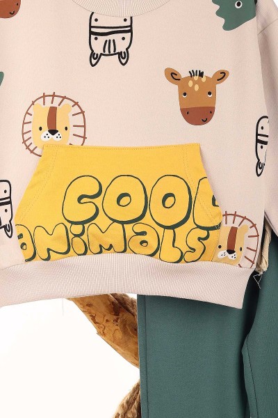 Yeşil (1-4 Yaş) Cool Hayvan Baskılı Erkek Çocuk Takım 146972