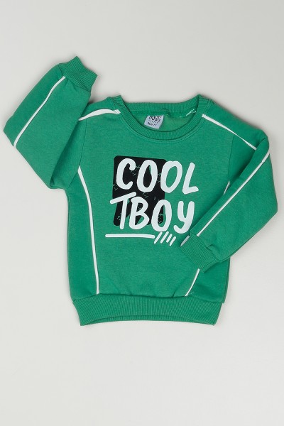 Yeşil (1-4 Yaş) Cool TBoy Baskılı Erkek Çocuk Sweatshirt 85631