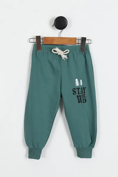 Yeşil (1-4 Yaş) Stay Wild Süzene Nakışlı Erkek Çocuk Mevsimlik Takım 425862