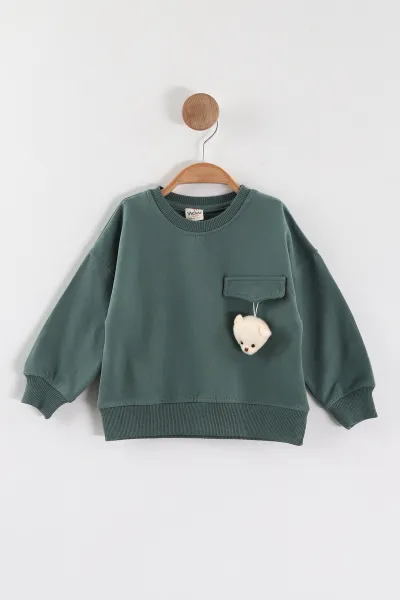 Yeşil (1-4 Yaş)Ayıcık Aksesuarlı Erkek Çocuk Sweatshirt 432822