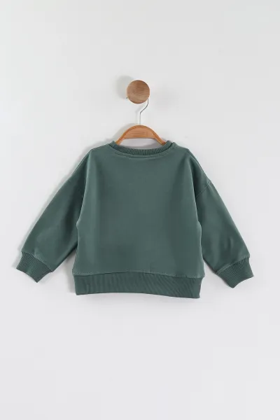 Yeşil (1-4 Yaş)Baskılı Cepli Erkek Çocuk Sweatshirt 432838