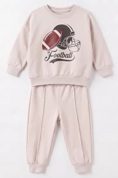 Yeşil (1-4 Yaş)Football Baskılı Sweatli Şişme Yelekli 2 İp  Erkek  Çocuk&Bebek 3'lü Takım 490197
