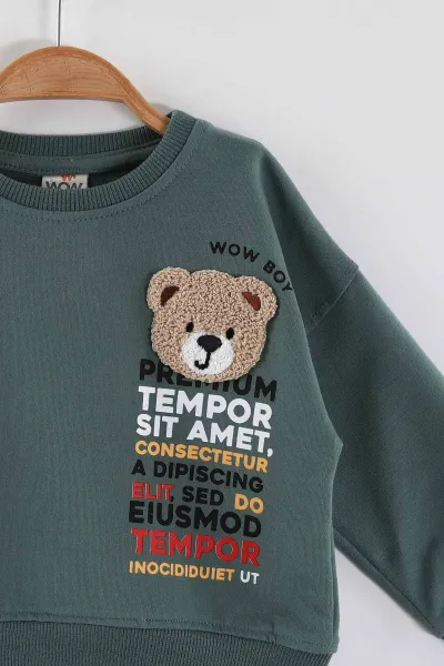 Yeşil (1-4 Yaş)Süzene Nakışlı Baskılı Erkek Çocuk Sweatshirt 432904