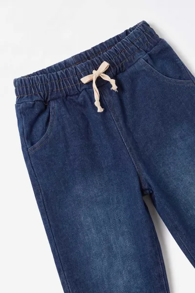 Yeşil (1-5 Yaş) Ayı Nakışlı Yakası Patlı 3 İp Şaedonlu Sweatli Kot Pantolonlu Erkek Çocuk Takım 496553